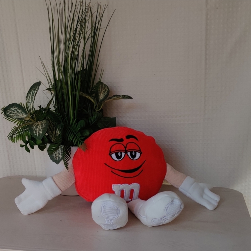 Red Smiling M&M's Plush Toy 7" Sitting